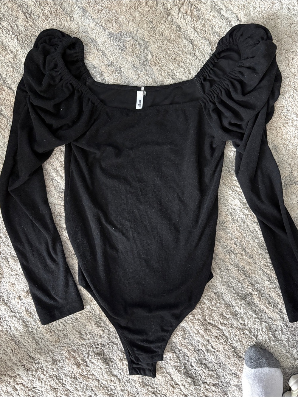 OFFERS OPEN!! Women’s bodysuit GLAM large Black Puff-Sleeve Long-Sleeve Bodysuit